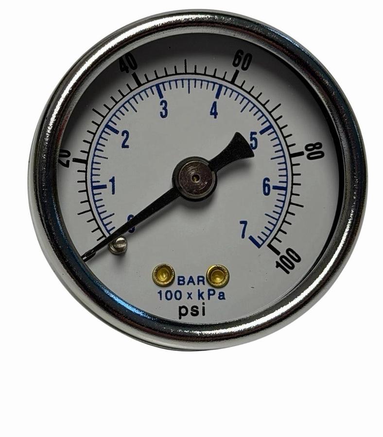 Used (4) NIB PIC 102D-158E PRESSURE GAUGES 1-1/2'' DRY 1/8NPT BRASS BACK 0-100 PSI