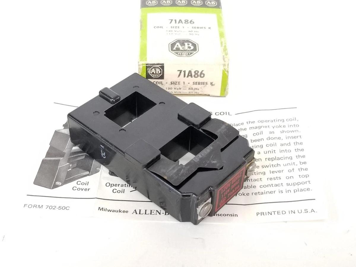 Used NIB ALLEN BRADLEY 71A86 COIL SER. K SIZE 1 120V/60HZ 110V/50HZ