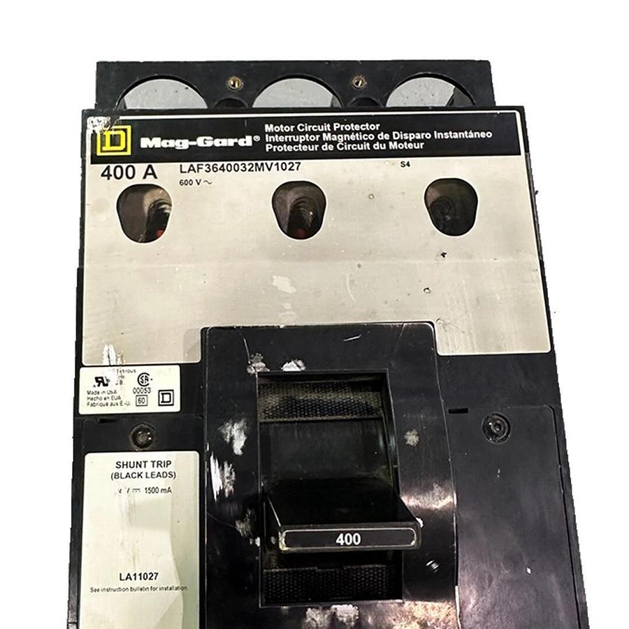 Used SQUARE D LAF3640032MV1027 MAG-GARD CIRCUIT BREAKER 400A 600V 3P LA11027