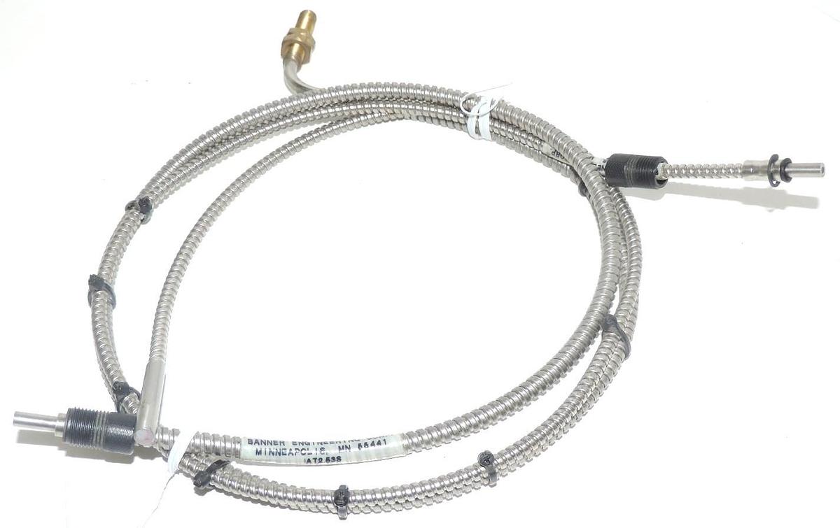 Used LOT OF 2 BANNER IA1.53SMTA FIBER OPTIC CABLES OPPOSED MODE GLASS 3FEET IA153SMTA