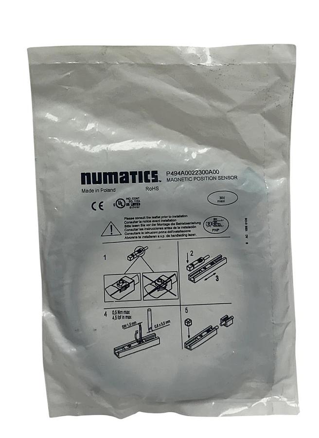 Used 2 NUMATICS P494A0022300A00 / PNP-FL2-00-U MAGNETIC POSITION SENSORS 10-30V NSFS