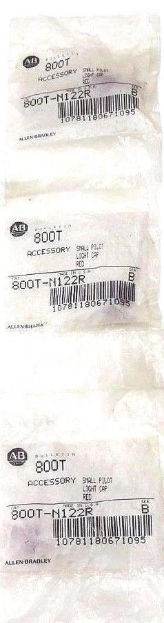 Used LOT OF 3 NEW ALLEN BRADLEY 800T-N122R SMALL PILOT LIGHT CAPS RED 800TN122R SER B