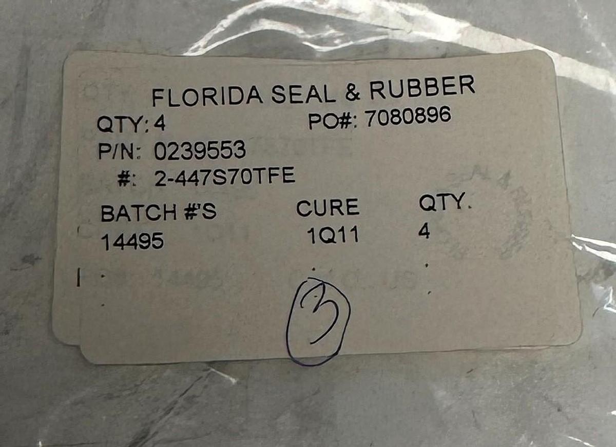Used 3 FLORIDA SEAL & RUBBER 2-447S70TFE / 0239553 RING SEALS OEM NSMP