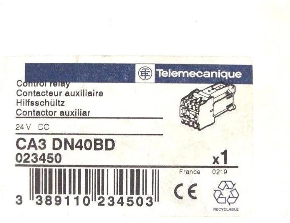 NIB TELEMECANIQUE CA3DN40BD CONTROL RELAY 24V DC, CA3-DN40