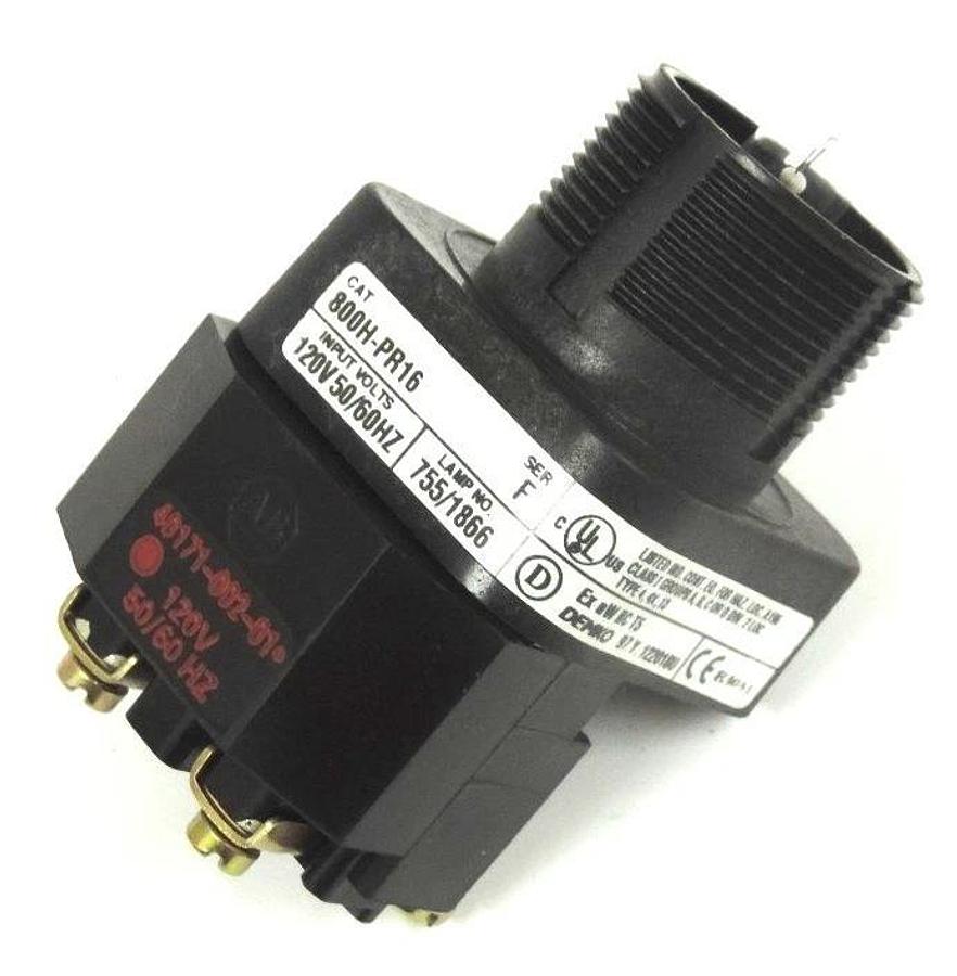 Used ALLEN BRADLEY 800H-PR16 PILOT LIGHT 800HPR16, SER. F W/ 40171-002-01 COIL 120V
