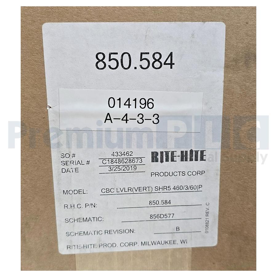 Used RITE-HITE 850.584 DOK-COMMANDER CONTROLLER CBC LVLR(VERT) SHR5 460/3/60/P NSMP