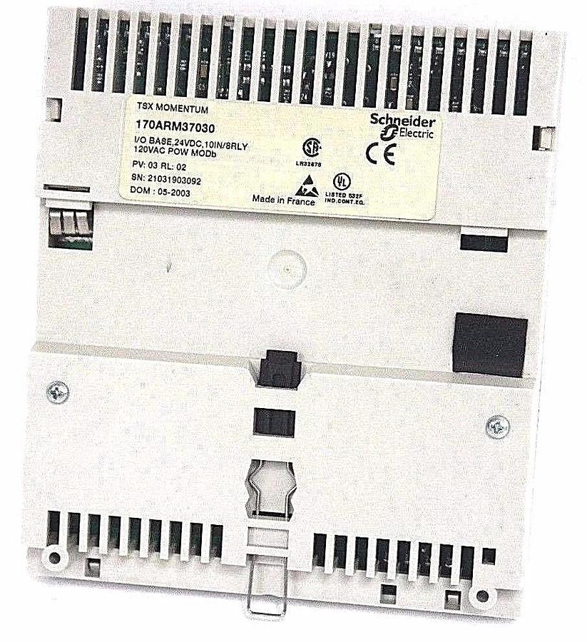 Used SCHNEIDER ELECTRIC 170ARM37030 I/O BASE, 24VDC, 10IN/8RLY