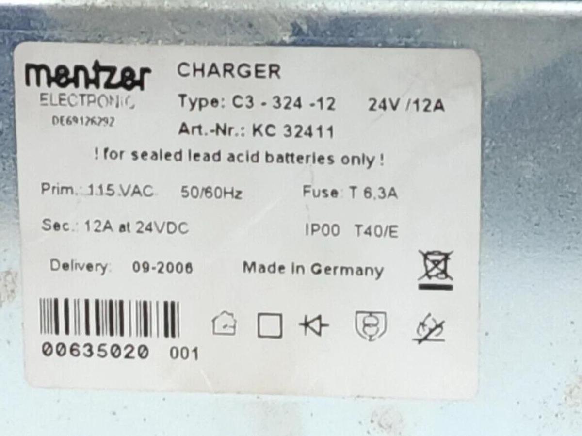 Used NEW MENTZER ELECTRONIC C3-324-12 / C332412 CHARGER 24V/12A KC 32411