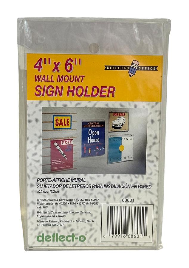 12 NEW DEFLECT-O 68601 CLEAR 4''x6'' WALL SIGN HOLDERS NOS