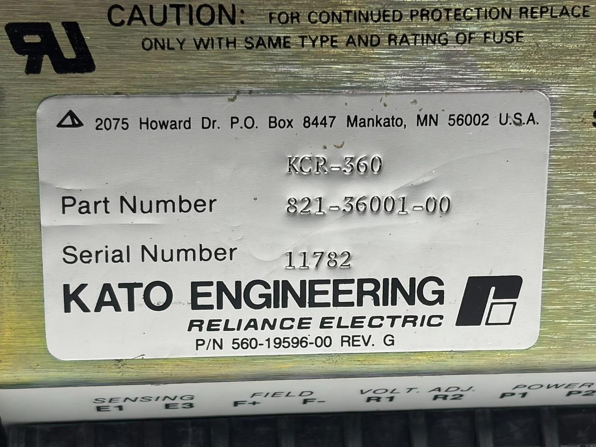 Used Kato Engineering KCR-360 Voltage Regulator 821-36001-00 Reliance Electric AVR