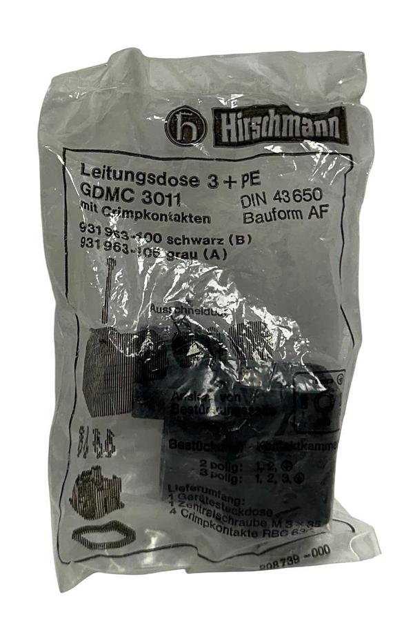 Used 3 HIRSCHMANN GDMC 3011 / 931963-100 / 931963-106 CABLE SOCKETS 3+ PE NSFS