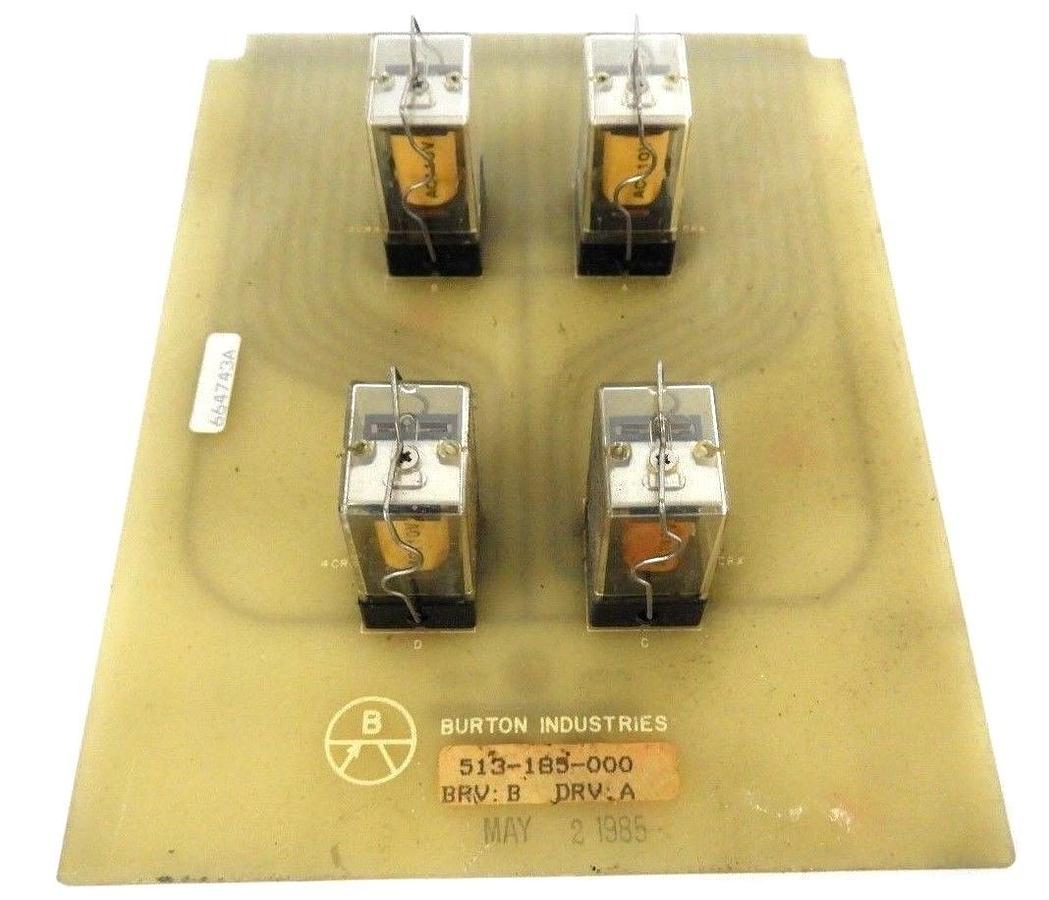 Used BURTON EMERSON 513-185-000 RELAY BOARD BRV: B DRV: A