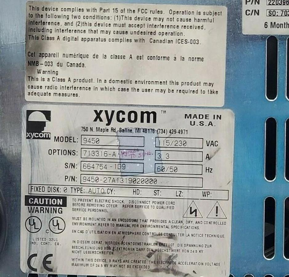 Used XYCOM 9450 OPERATOR INTERFACE MONITOR 713316-A 220396A 9450-27A1319020000