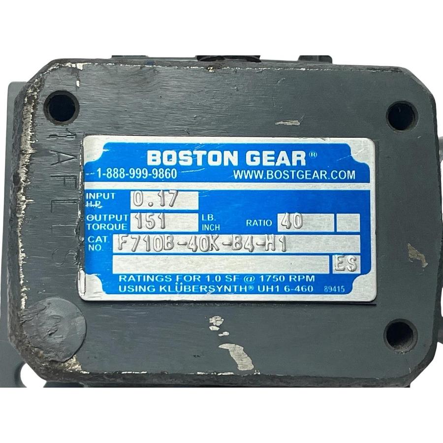 Boston Gear F710B-40K-B4-H1 700 Series Worm Gear Speed Reducer 40:1