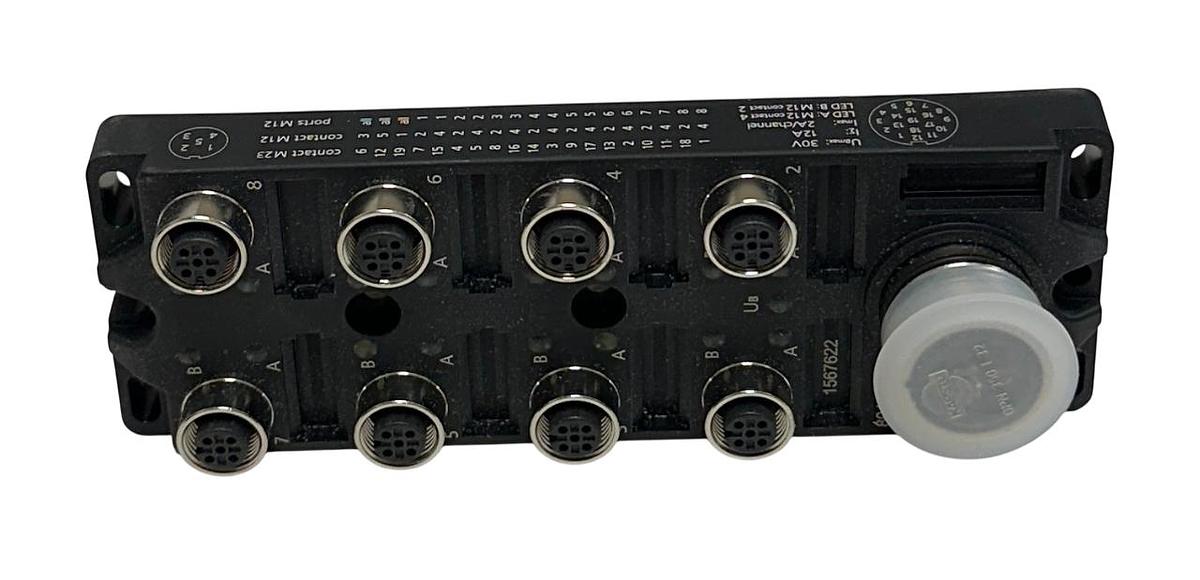 Used ESCHA 8I/OM12-5P3T / 8045647 M12 JUNCTION ANALOG I/O MODULE 8-WAY M23 NSMP