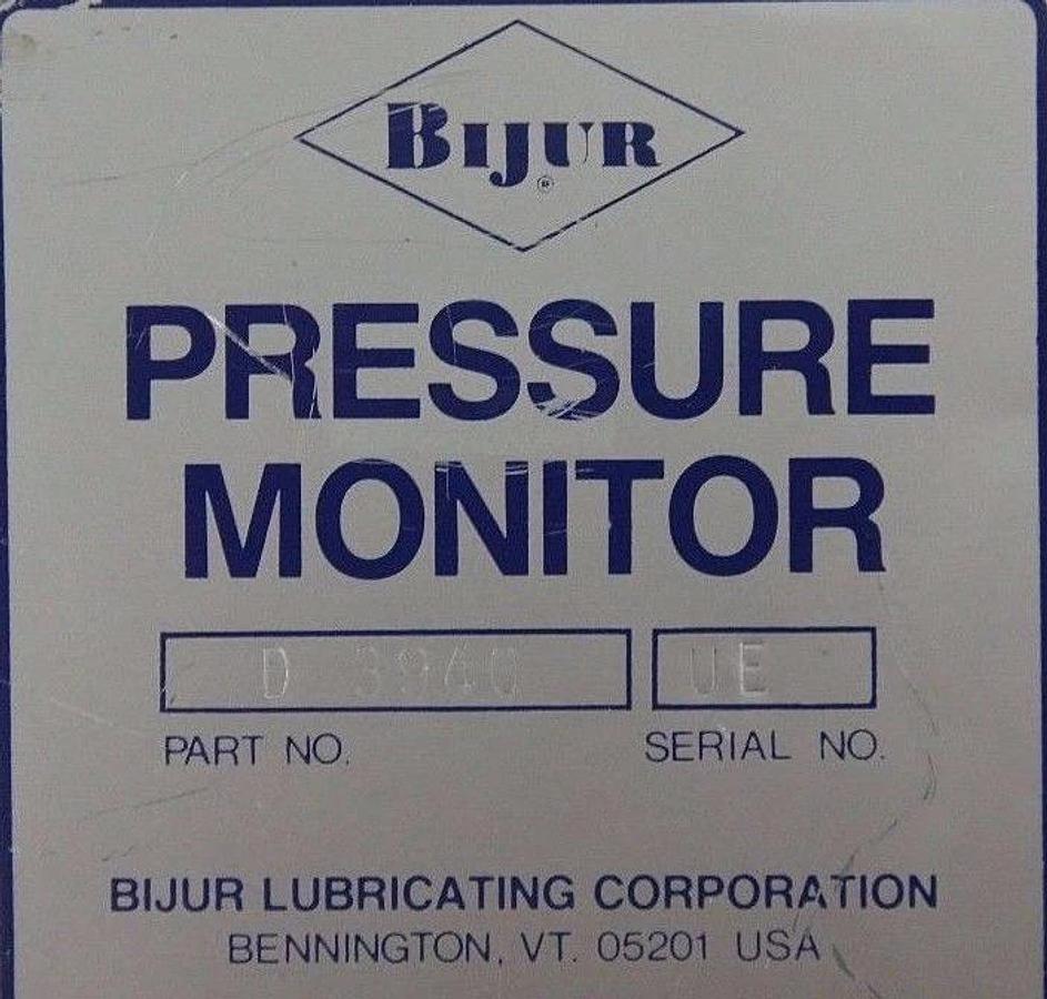 Used BIJUR D-3940 PRESSURE MONITOR W/ D-3677 MODULE TIME DELAY & RR2BA-US RELAY