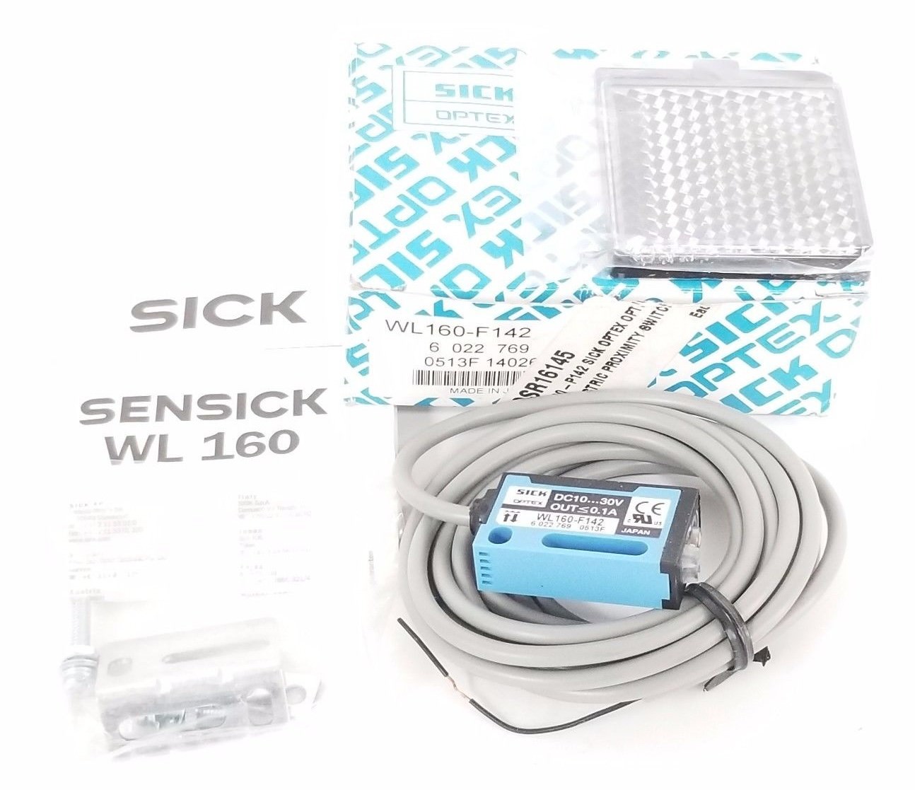 Used NIB SICK OPTEX WL160-F142 PHOTOELECTRIC SENSOR W/RELFECTOR WL160F142