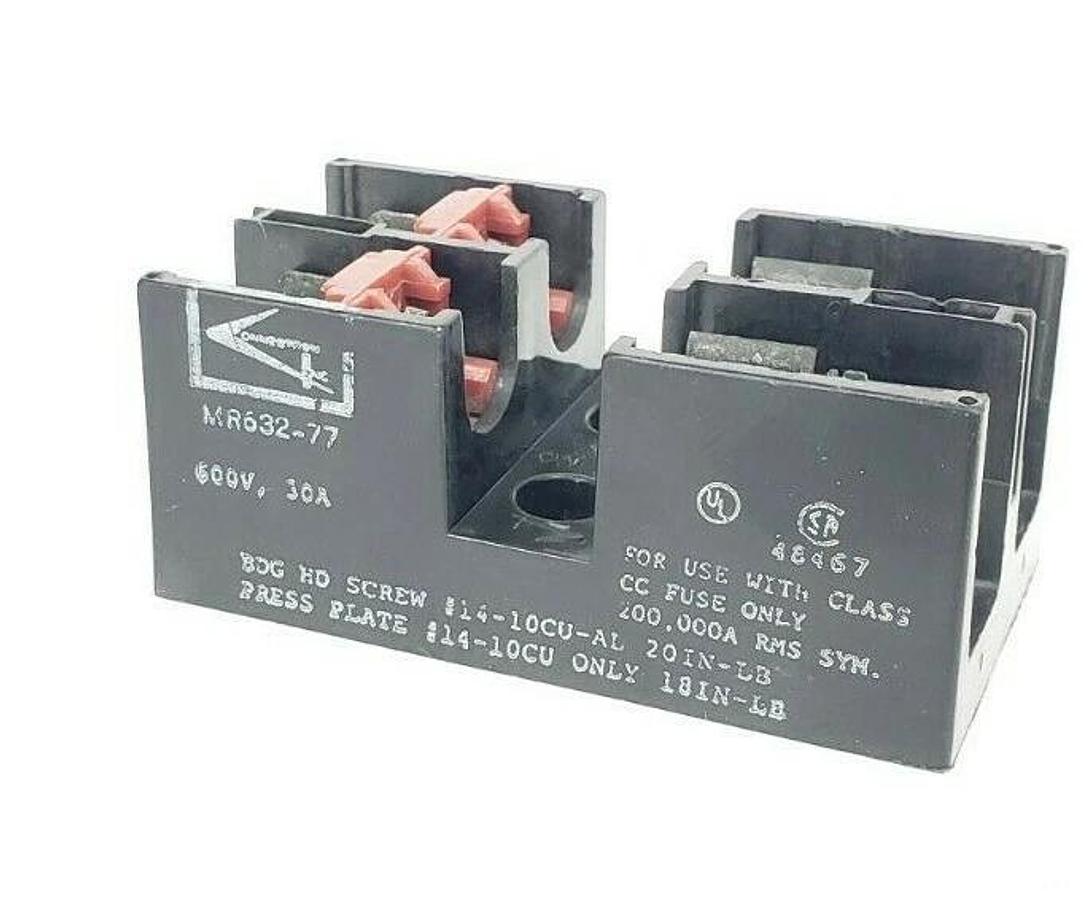 Used CONNECTRON MR632-77 FUSE BLOCK 30AMP, 2POLE, 600VAC, MR63277