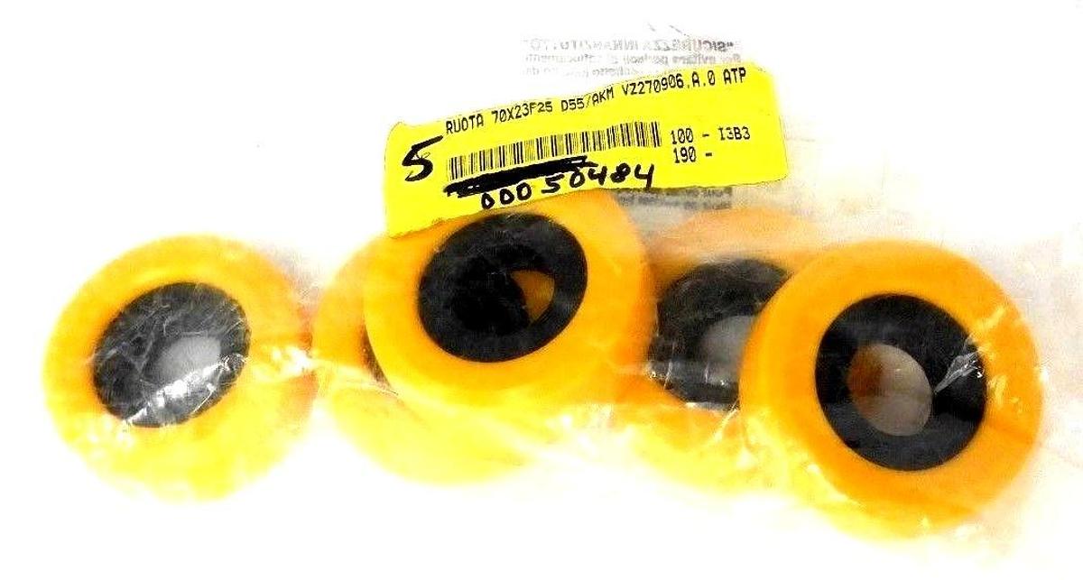 Used LOT OF 5 NEW RUOTA 70X23F25 RUBBER ROLLERS