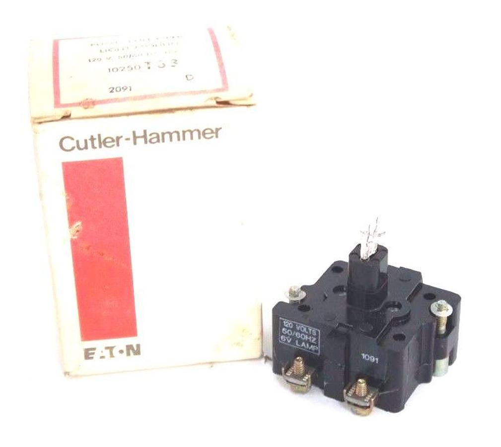 Used NIB CUTLER HAMMER 10250T63 PUSH PULL OPERATOR LIGHT MODULE 120V, 60HZ, 6V LAMP