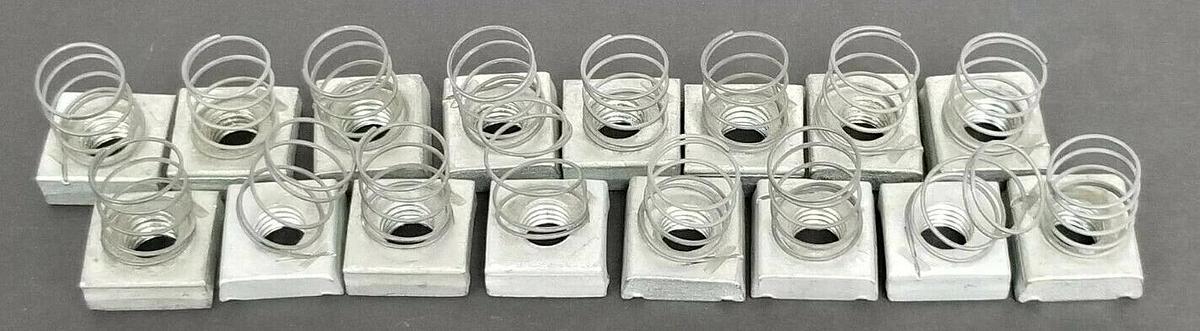LOT OF 16 NEW GENERIC 2175713 SPRING NUTS, 32 X 33 X 10MM BASE, 2.5-3CM SPRING