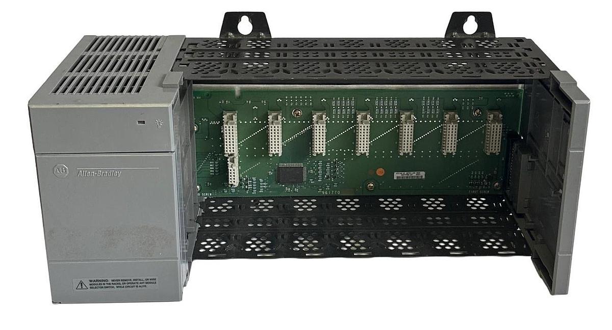 Used ALLEN BRADLEY 1746-P2 /C SLC 500 POWER SUPPLY W/ 1746-A7 /B 7-SLOT PLC CHASSIS
