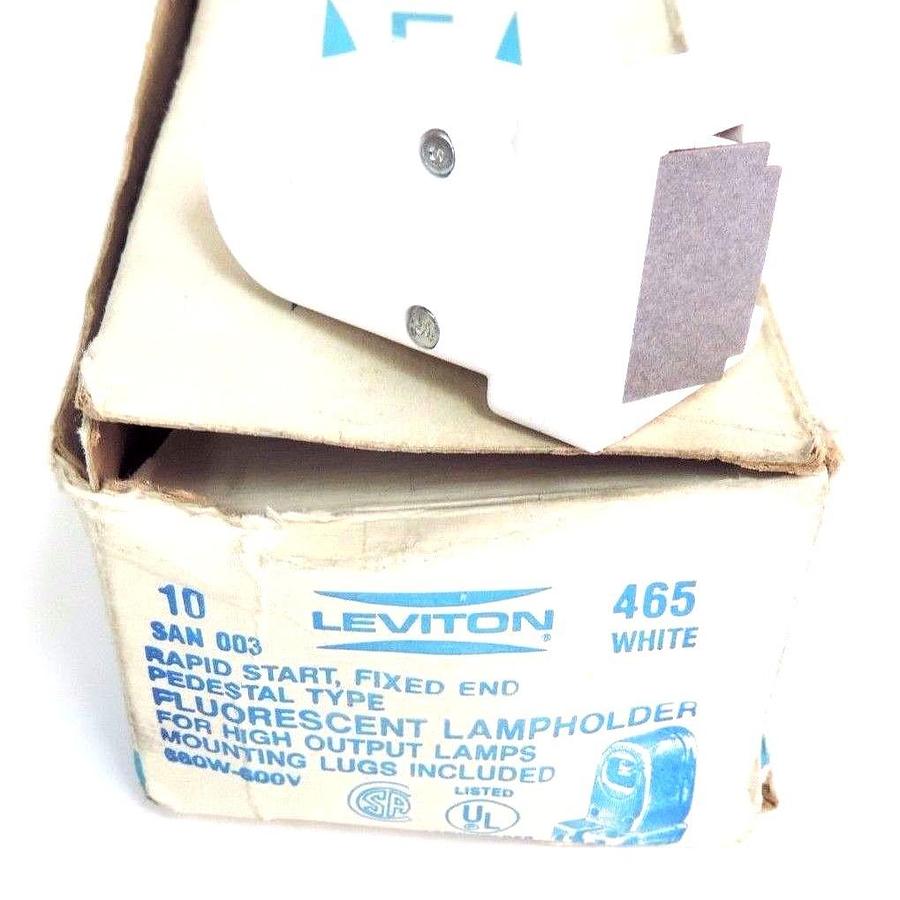 Used 5 NIB LEVITON 465 WHITE FLUORESCENT LAMPHOLDERS 660W, 600V, W/ MOUNTING LUGS