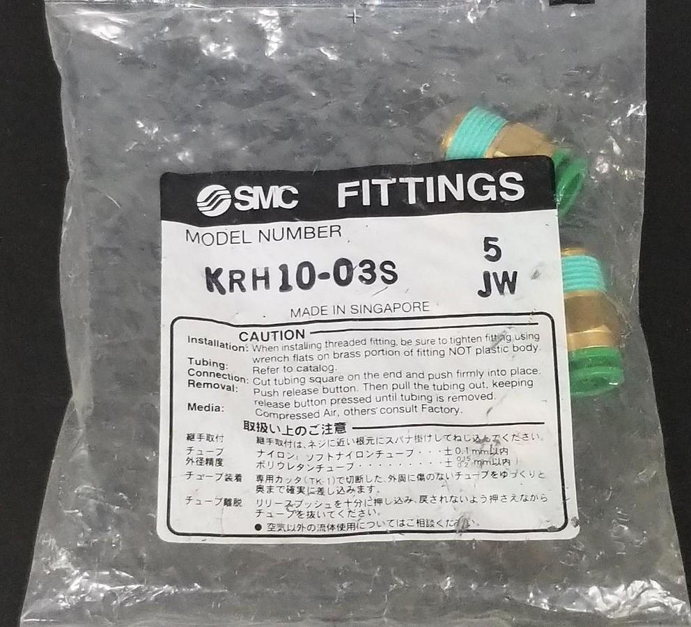 Used BAG OF 5 NEW SMC KRH10-03S FITTINGS KRH1003S