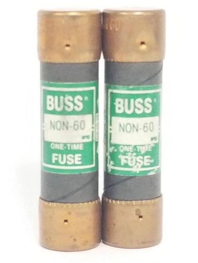Used LOT OF 2 COOPER BUSSMANN NON-60 ONE-TIME FUSES NON60
