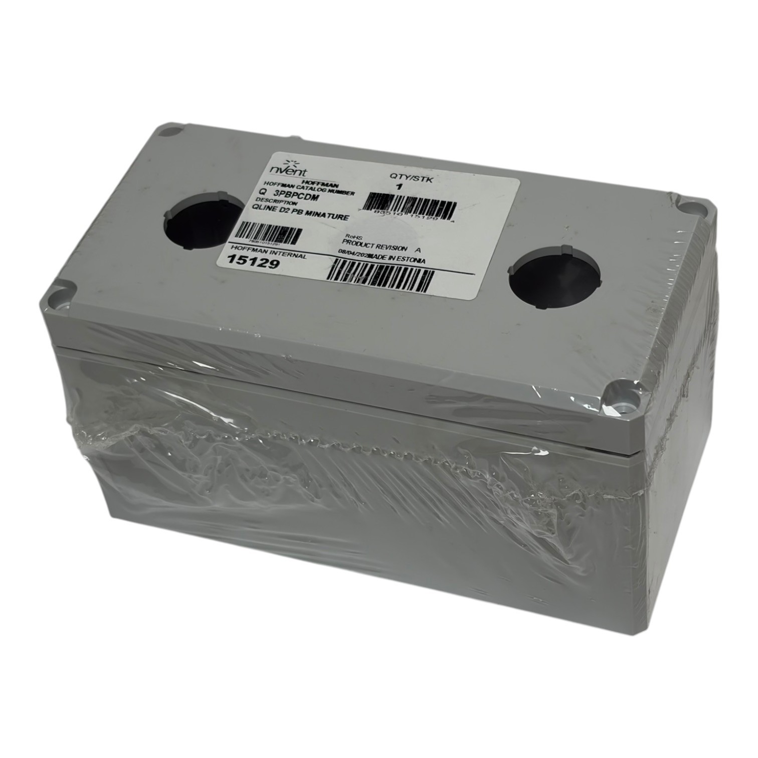 Used New nVent Hoffman Q3PBPCDM QLine D Polycarbonate Enclosure 3-Hole Pushbutton Box
