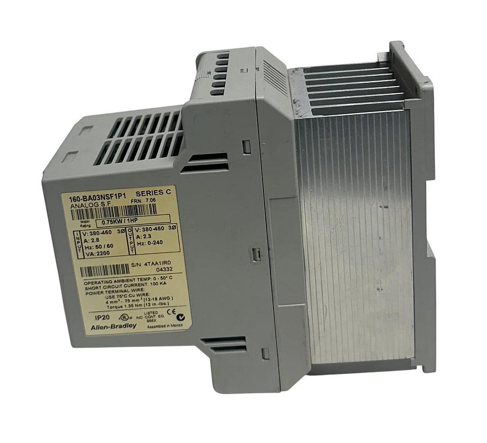 Used ALLEN BRADLEY 160-BA03NSF1P1 /C VARIABLE SPEED DRIVE SSC SERIES .75kW/1HP USNP