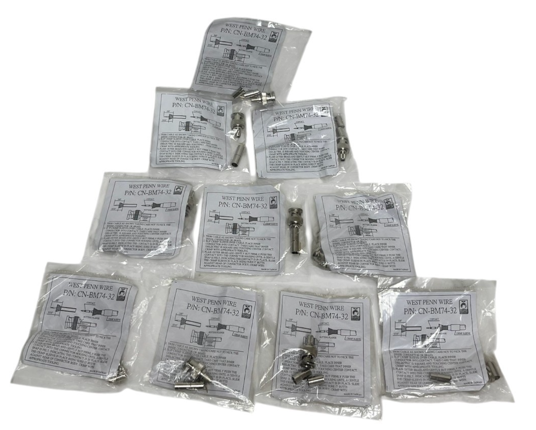 (10) West Penn CN-BM74-32 4-Piece BNC Crimp Connectors for RG59 - NSMP