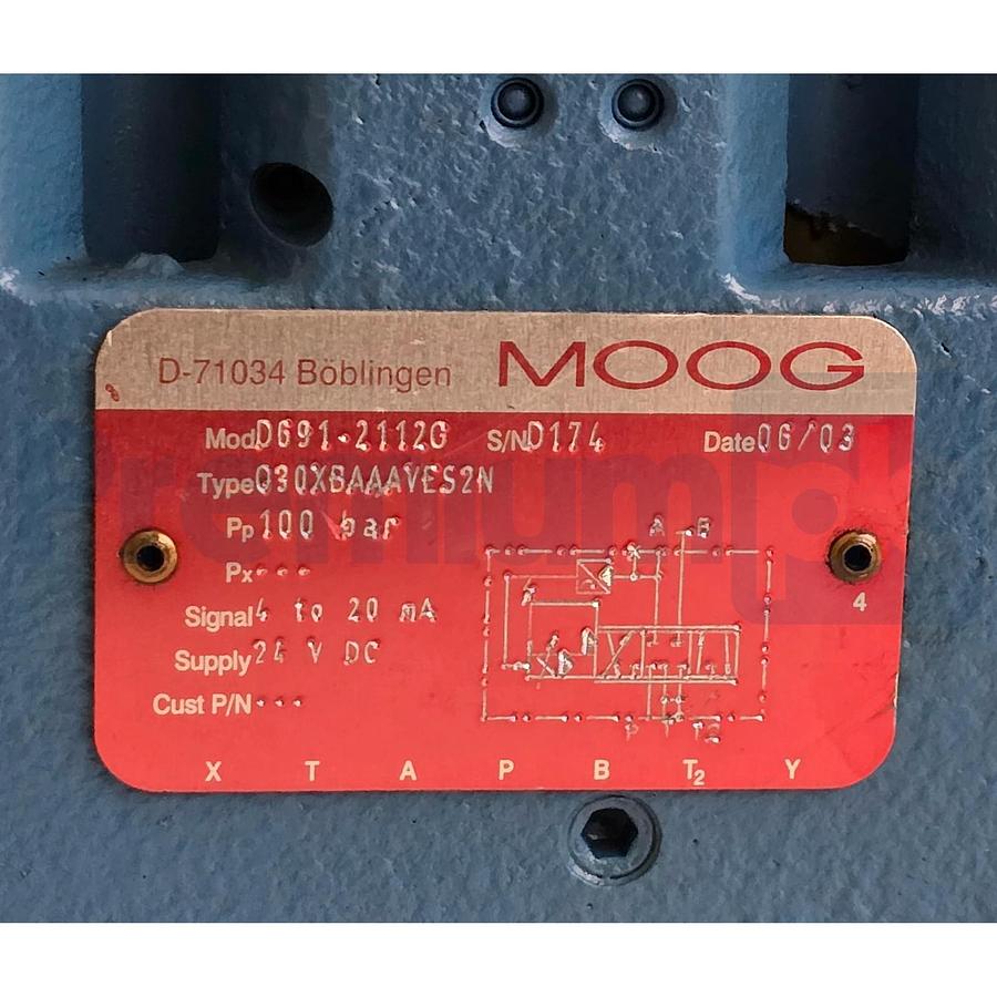 Moog D691-2112G PQ-Proportional Servo Valve 100bar 24V Type: Q30XBAAAVES2N NSNP