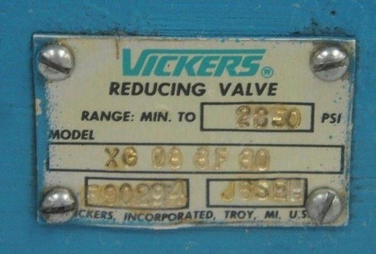 Used VICKERS XG-03-3F-30 PRESSURE REDUCING VALVE 2850PSI MAX XG033F30