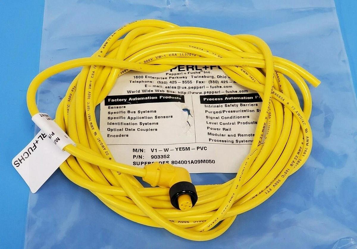 Used NEW PEPPERL+FUCHS M/N: V1-W-YE5M-PVC P/N: 903352 FEMALE CORDSET