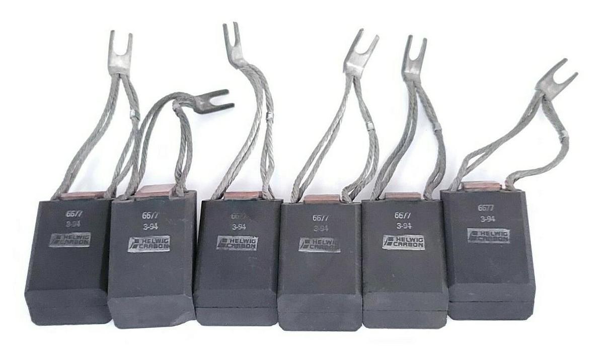 Used LOT OF 6 HELWIG CARBON 6677 3-94 CARBON BRUSHES 6677394