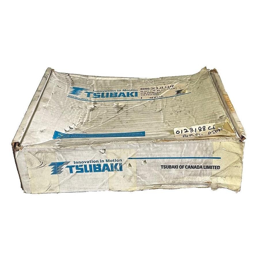 Used NEW TSUBAKI 8080-2CL4L144P 80 RIV C/W 80-2CL EVERY 4TH PITCH 144P CHAIN 1 STRAND