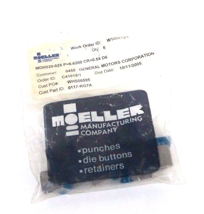 BAG OF 6 NEW MOELLER MDH020-025 PUNCHES P=6.6200, CR=0.54 D6, MDH020025