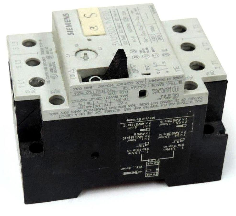 Used SIEMENS 3VU1300-1ME00 MANUAL MOTOR STARTER 3VU13001ME00, 0.4-0.6A, 3-POLE