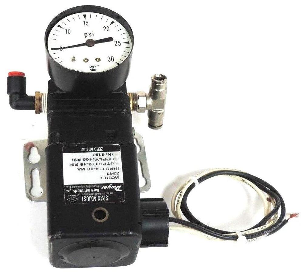 Used DWYER INSTRUMENTS 2343 CURRENT TO PRESSURE TRANSDUCER 4-20MA 3-15PSI OUT