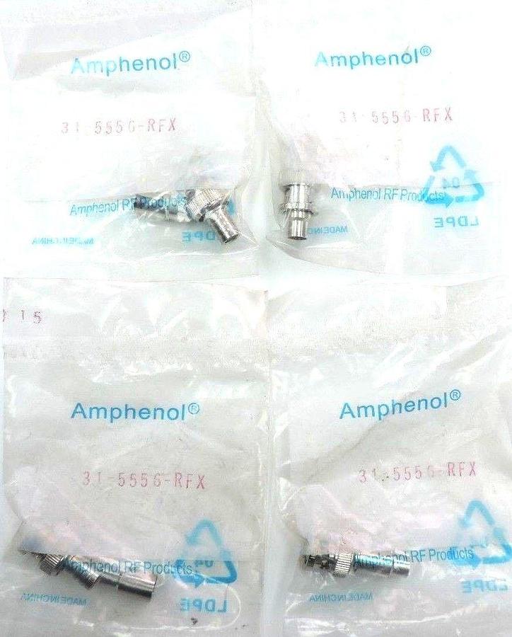 LOT OF 4 NEW AMPHENOL 31-5556-RFX RF/COAXIAL, BNC PLUGS 315556RFX