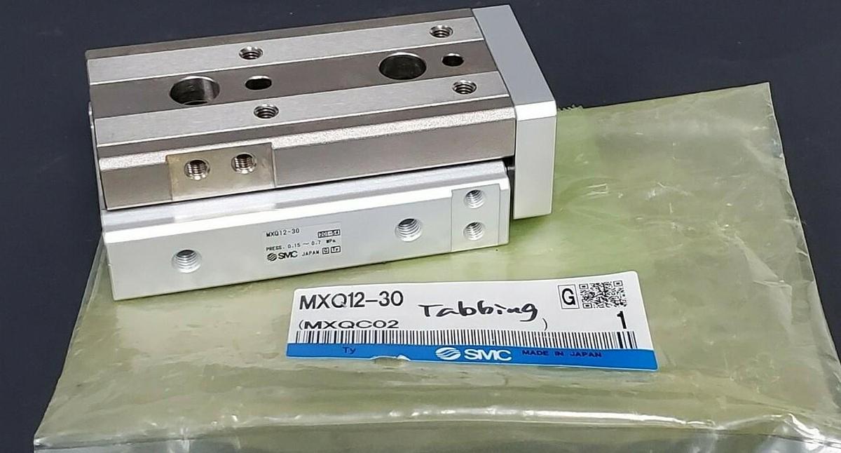 Used NEW SMC MXQ12-30 SERIES MXQ AIR SLIDE TABLE CYLINDER MXQC02 MXQ1230