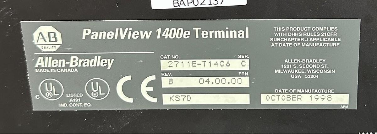 Used ALLEN BRADLEY 2711E-T14C6 /C PanelView 1400e TERMINAL TOUCH 115-230VAC REPAIRED