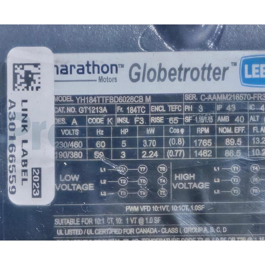 MARATHON MOTORS 184TTFBD6028 GENERAL PURPOSE MOTOR 5 HP, 3-PH, 184TC FRAME, NSMP 722856064004