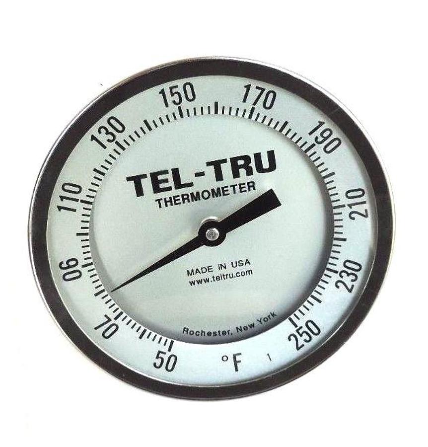 Used NEW TEL-TRU 9348110 THERMOMETER RANGE 50-250 DEGREES 2" STEM