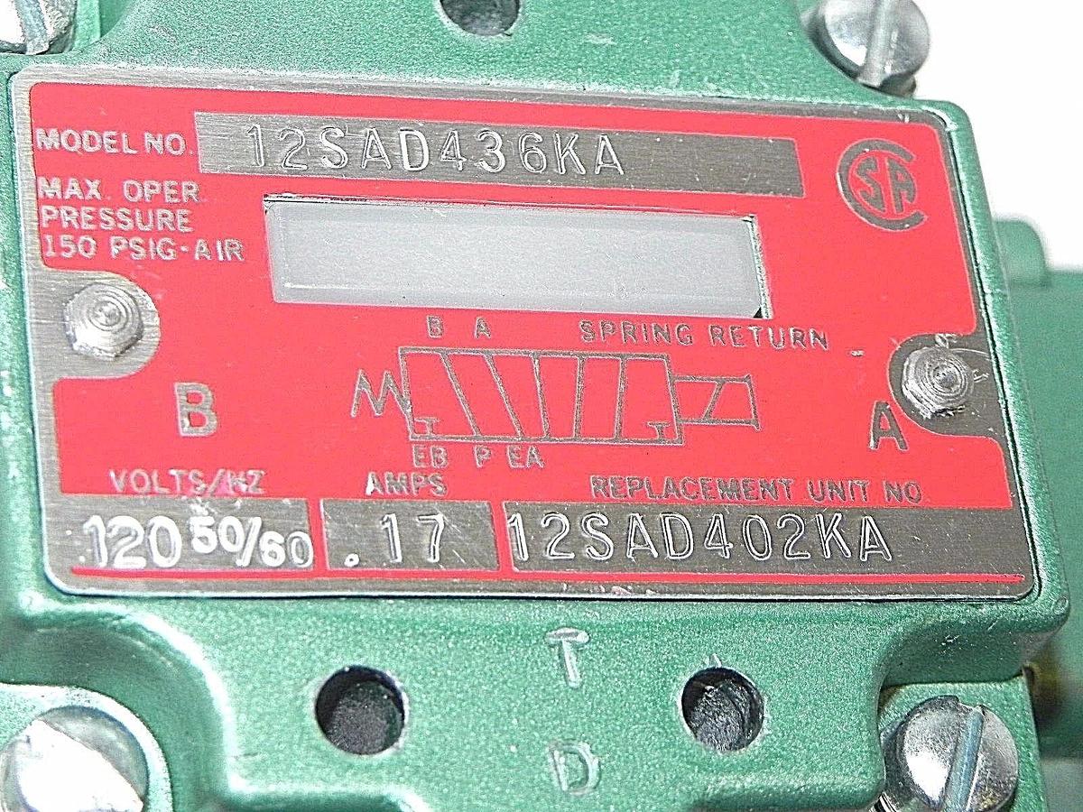 NEW NUMATICS MODEL NO. 12SAD436KA VALVE REPLACEMENT UNIT NO. 12SAD402KA