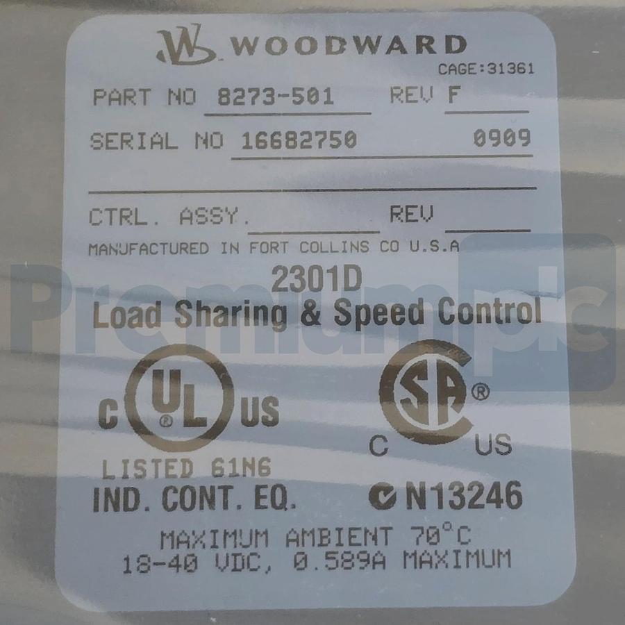 Used Woodward 2301D | 8273-501 Rev F Load Sharing & Speed Controller 24VDC NSMP