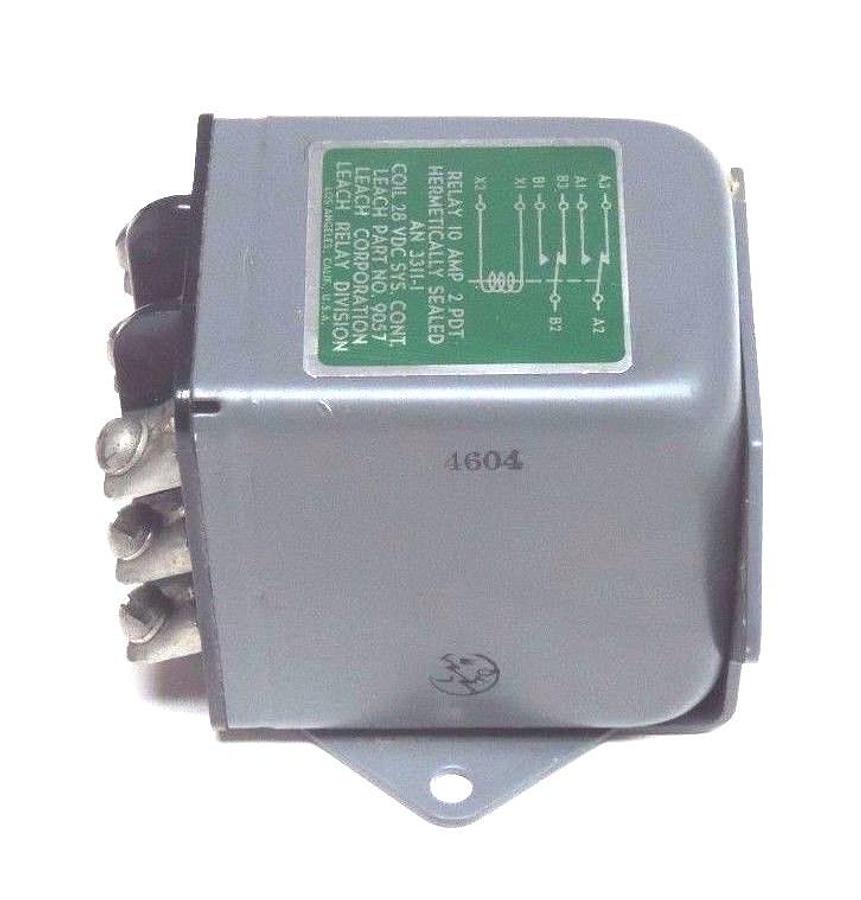 Used NEW LEACH CORP. AN-3311-1 RELAY 28VDC, 10AMP, 2PDT, HERMETICALLY SEALED, AN33111