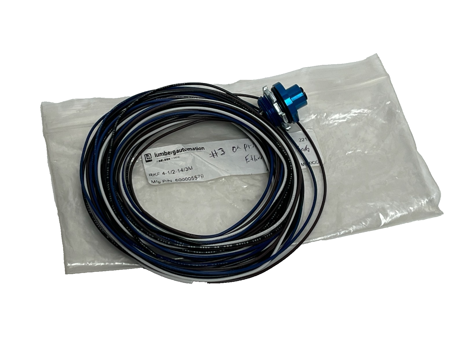 Used Lumberg Automation RKF 4-1/2-14/3M Receptacle 4-Pole Female 1/2" NPT 3M Leads