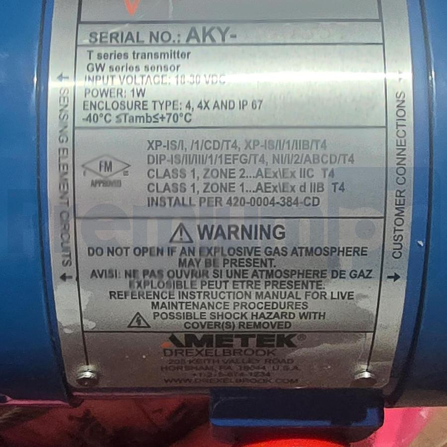 Used Ametek Drexelbrook Impulse T1200 TDR Level System w/Transmitter and Sensor NEW